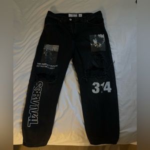 Black Jeans with graphics and writing